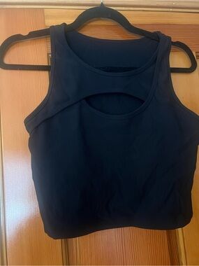 Kamo Fitness Black Ribbed Active crop top Tank - L